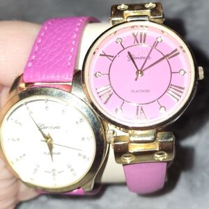 Bundle Of Two Geneva Women's Lipglass Pink Watches